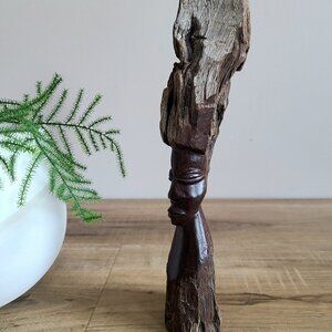 African Abony wood hand carved man/woman sculpture.